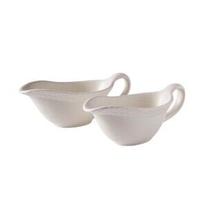 Bee & Willow Vine Harvest 4L Gravy Boats in Coconut Milk Cream Set of 2 NIB